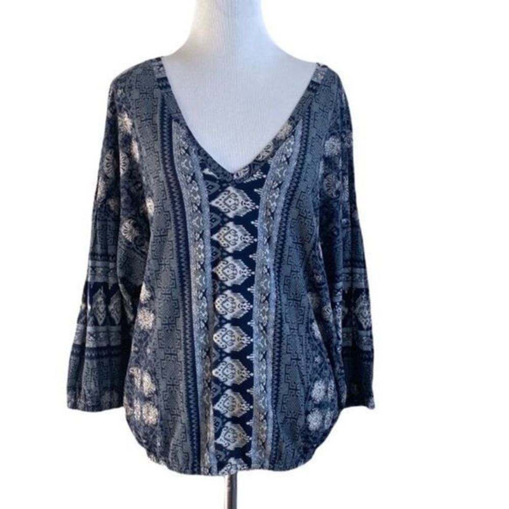 Lucky‎ brand women’s small boho Printed Banded Bottom Top